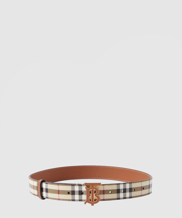 [BURBERRY-버버리]체크 레더 TB 벨트 80704121