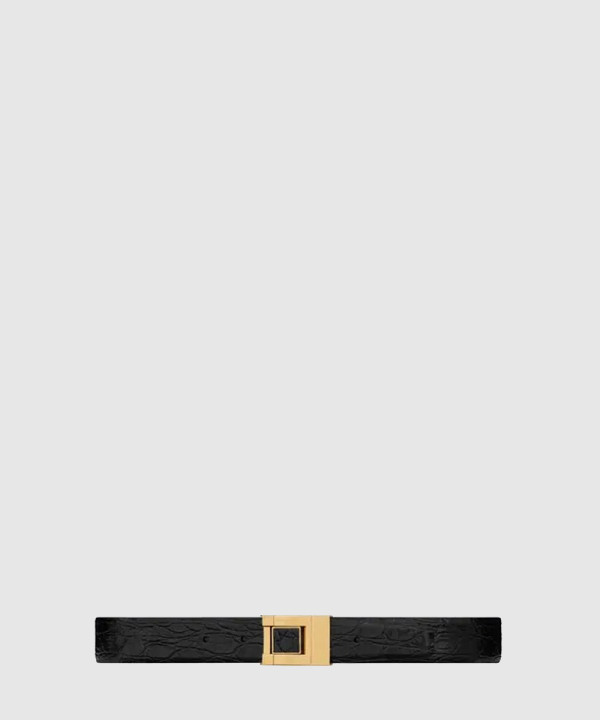 [SAINT LAURENT-생로랑]악어 엠보 가죽 버클 협벨트 658518