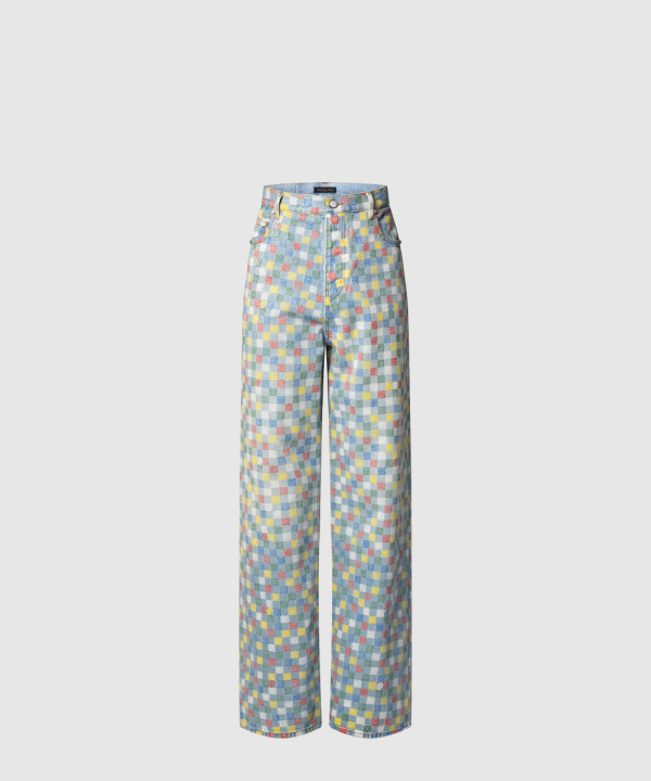 [LOUIS VUITTON-루이비통]다미에 데님 와이드 레그 팬츠 1AHBMI