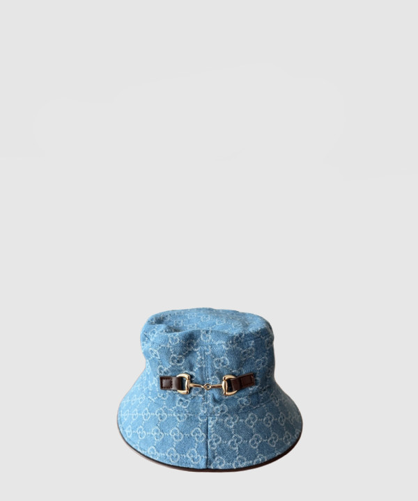 [GUCCI-구찌]라이트 블루 GG 데님 버킷 모자 648423