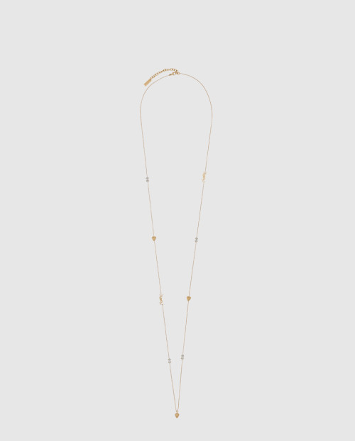 [SAINT LAURENT-생로랑]메탈 소재의 라인스톤 롱 네크리스 697936