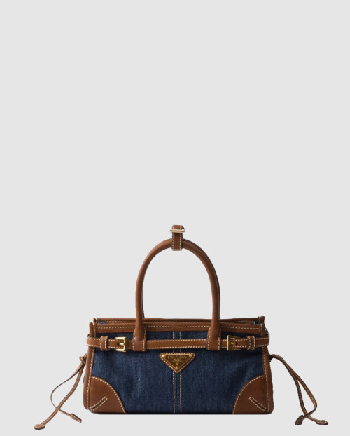 [PRADA-프라다]보니 데님과 가죽 패치 클러치 1BA486